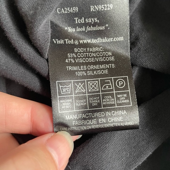 Ted Baker Black Puff Sleeve Fitted Top - Ted Size 2 - Picture 10 of 11